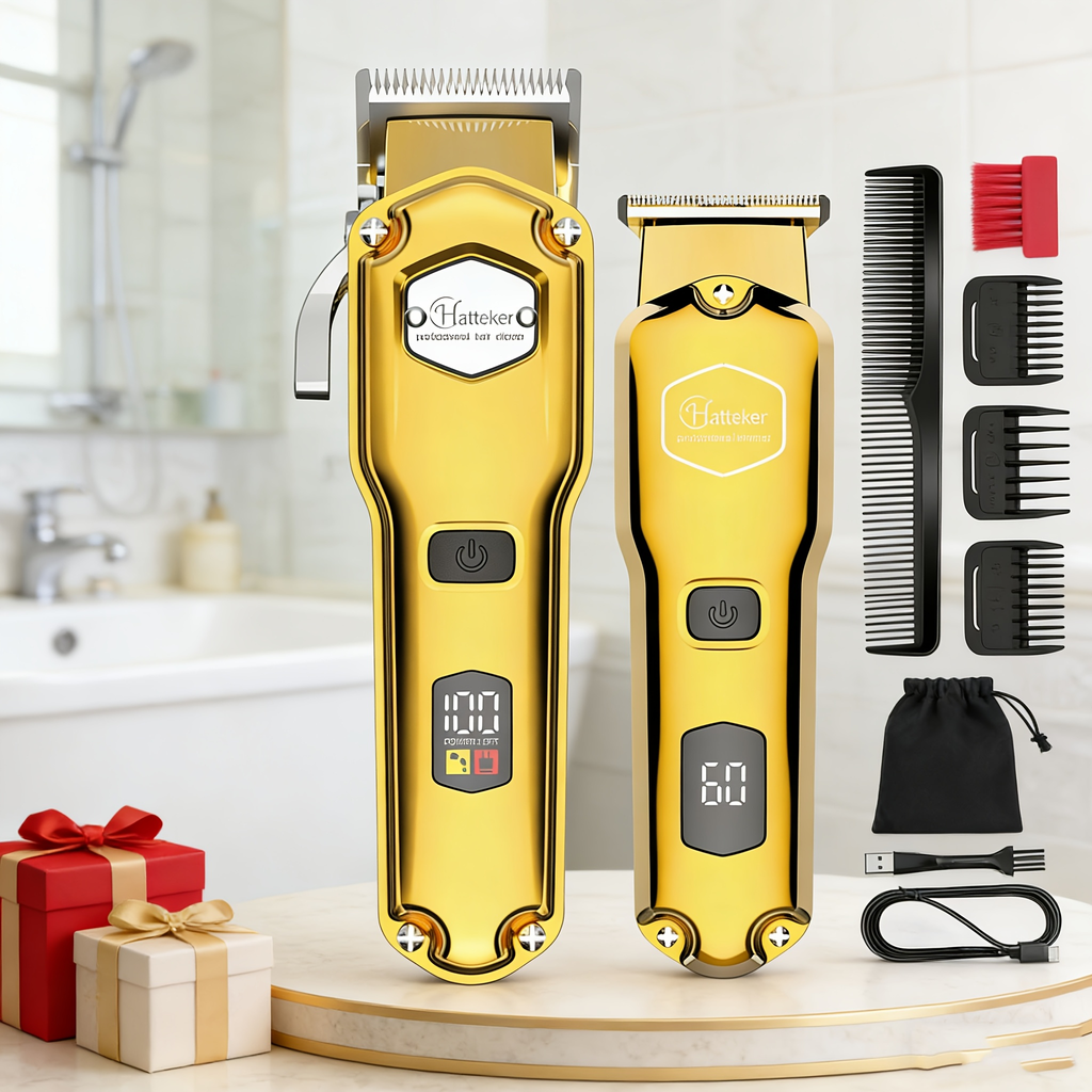 Professional 2-Piece Men's Hair Clippers Kit, Electric Cordless Hair Trimmer Set for Salon & Household
