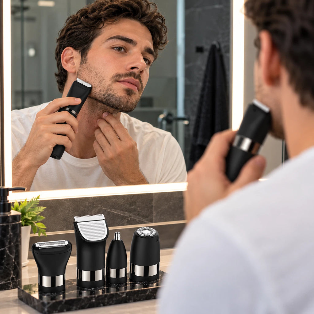 4-in-1 Electric Trimmer Shaver Set for Men Hair Beard Nose Body Grooming Kit