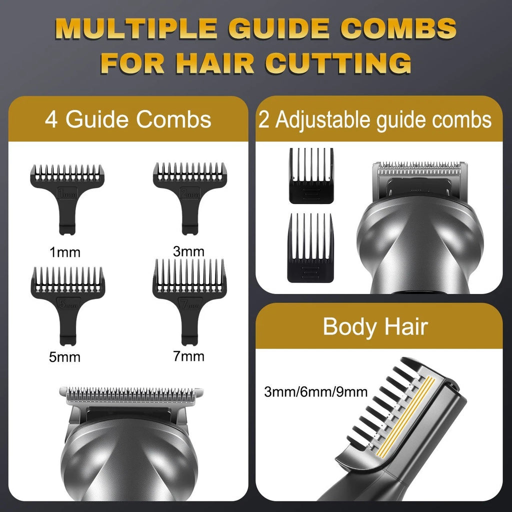 Hatteker 6-in-1 Hair Clippers Stainless Steel Trimmer Nose - Ear - Eyebrow