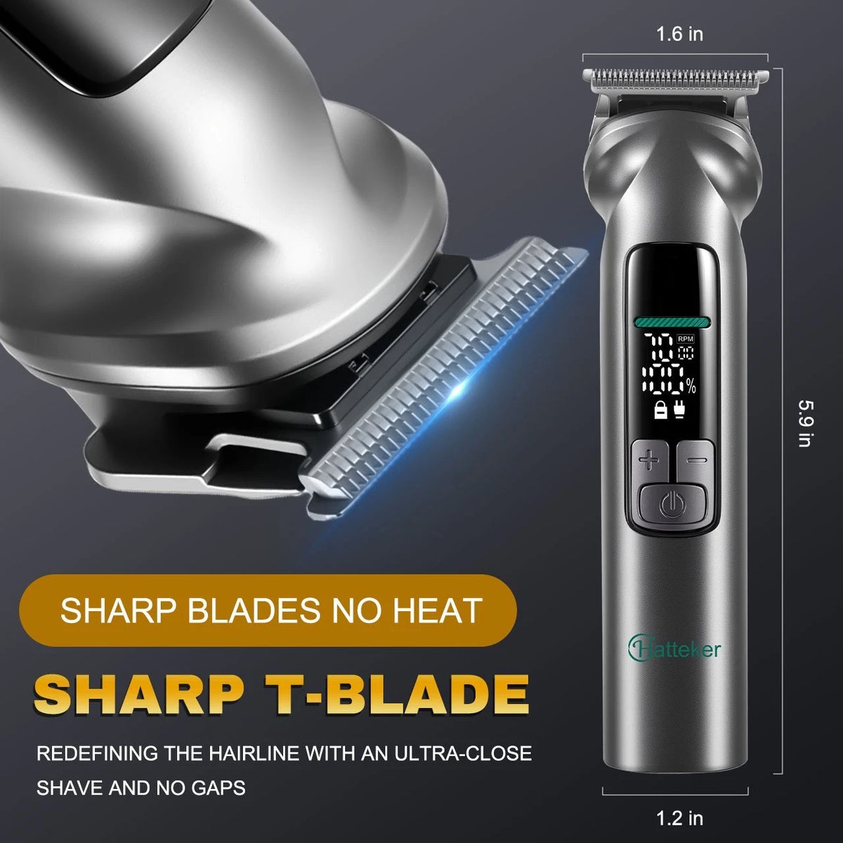 Hatteker 6-in-1 Hair Clippers Stainless Steel Trimmer Nose - Ear - Eyebrow