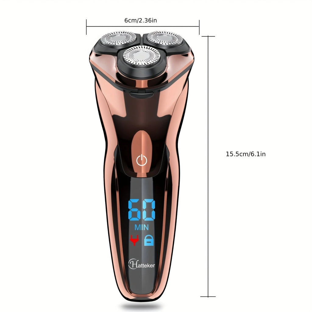 Electric Shaver for Men 3 Head Rotary Razor Cordless Rechargeable LED Display