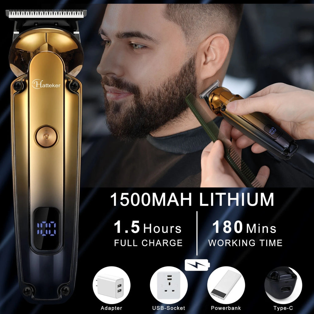 6-in-1 Cordless Hair Clippers for Men Trimmer Kit with Guide Combs & LCD Display