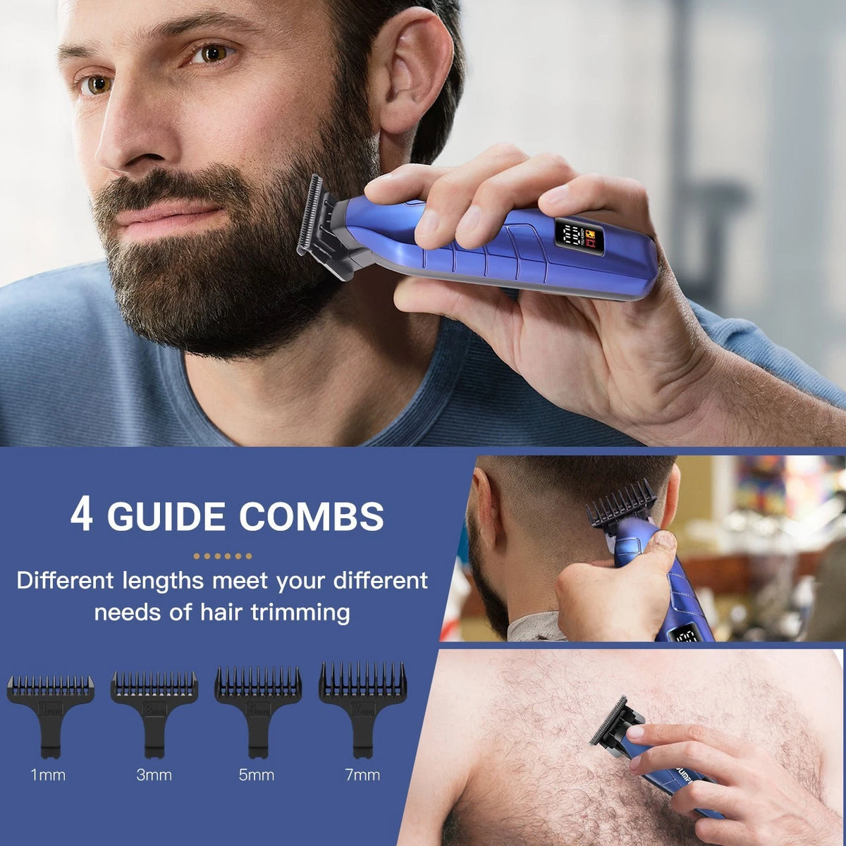 2-in-1 Men's Grooming Kit Cordless Hair Clippers Shaver Beard Trimmer Set