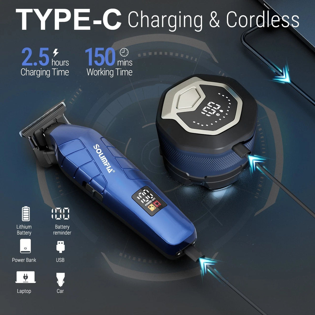 2-in-1 Men's Grooming Kit Cordless Hair Clippers Shaver Beard Trimmer Set