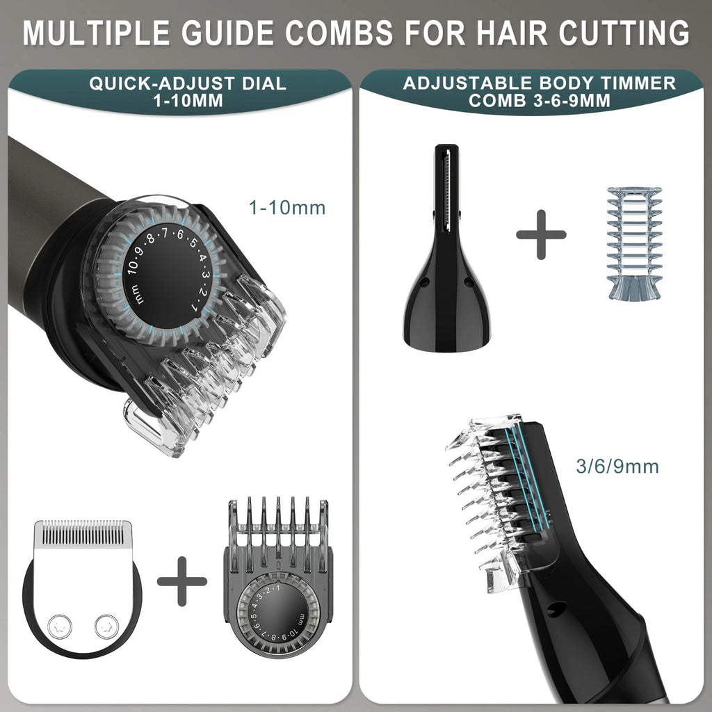SOLIMPIA 7-in-1 Hair Clippers Men Beard Trimmer Barber Shaver Nose Body Grooming