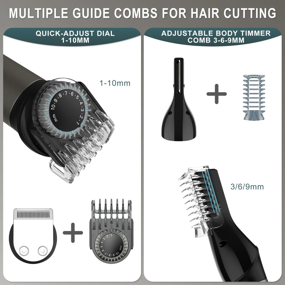 SOLIMPIA 7-in-1 Hair Clippers Men Beard Trimmer Barber Shaver Nose Body Grooming