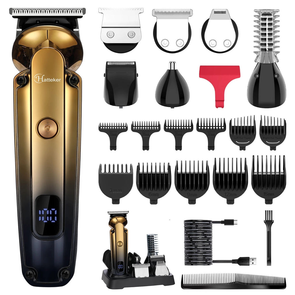 6-in-1 Cordless Hair Clippers for Men Trimmer Kit with Guide Combs & LCD Display