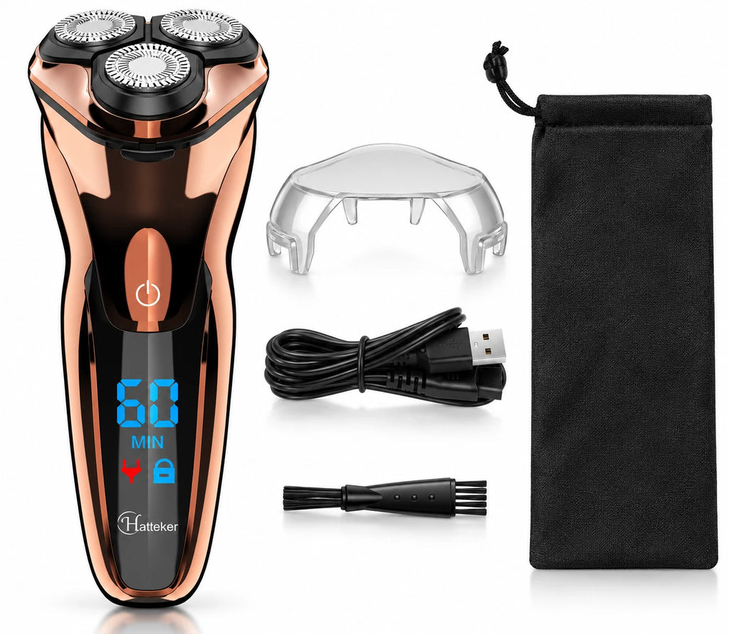 Electric Shaver for Men 3 Head Rotary Razor Cordless Rechargeable LED Display