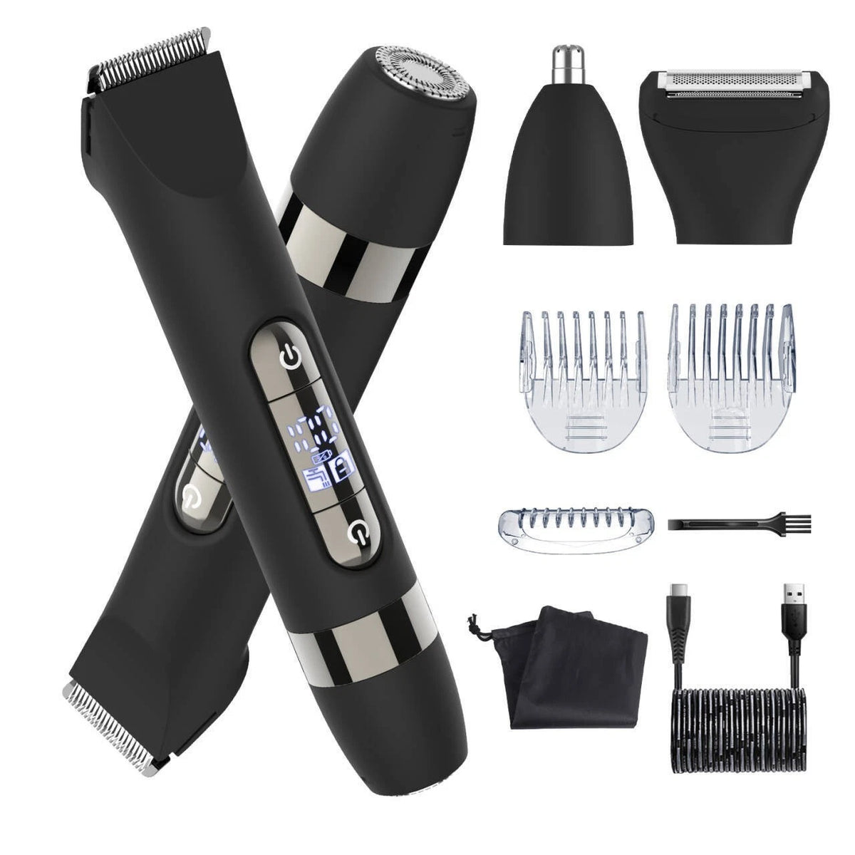 4-in-1 Electric Trimmer Shaver Set for Men Hair Beard Nose Body Grooming Kit