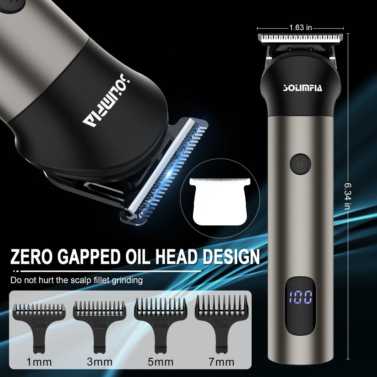 SOLIMPIA 7-in-1 Hair Clippers Men Beard Trimmer Barber Shaver Nose Body Grooming
